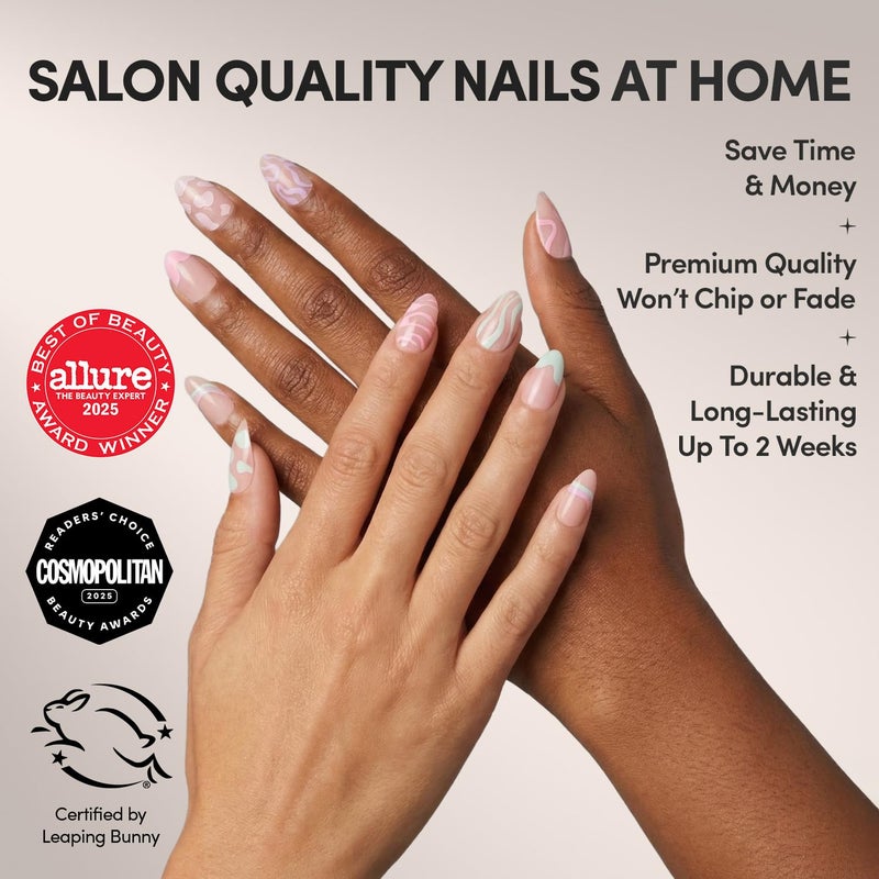 Glamnetic Press On Nails - Wild Card | Opaque UV Finish Short Pointed Almond Shape, Salon Quality Pastel Nails in 12 Sizes - 24 Nail Kit with Glue - Image 2