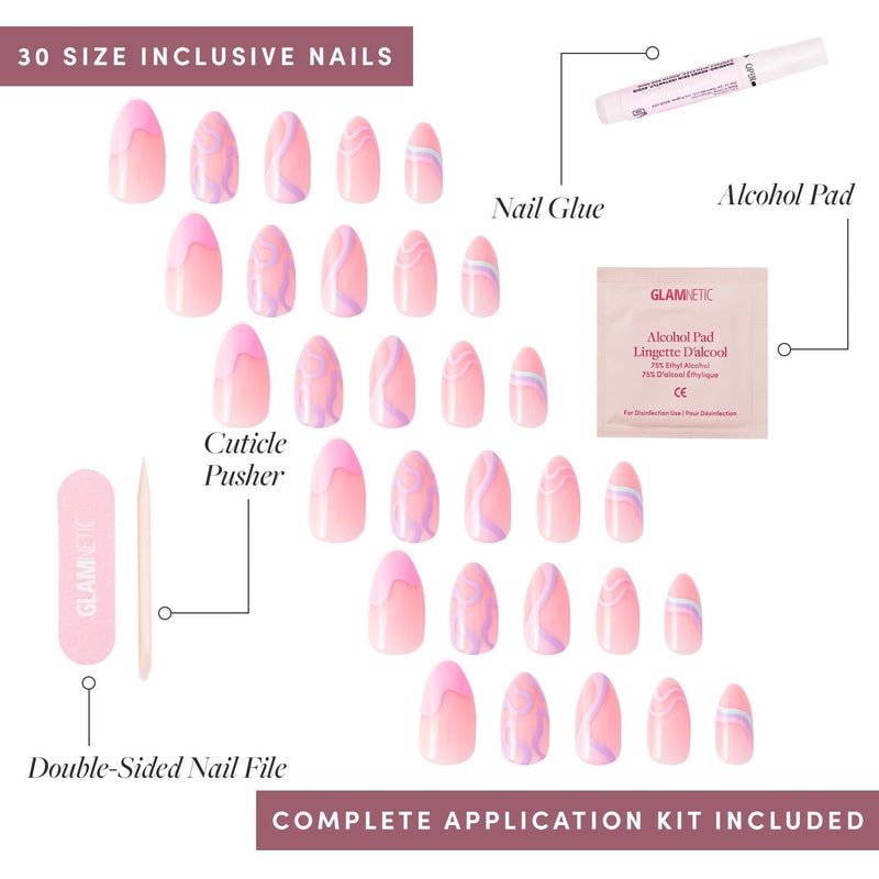 Glamnetic Press On Nails - Wild Card | Opaque UV Finish Short Pointed Almond Shape, Salon Quality Pastel Nails in 12 Sizes - 24 Nail Kit with Glue - Image 4