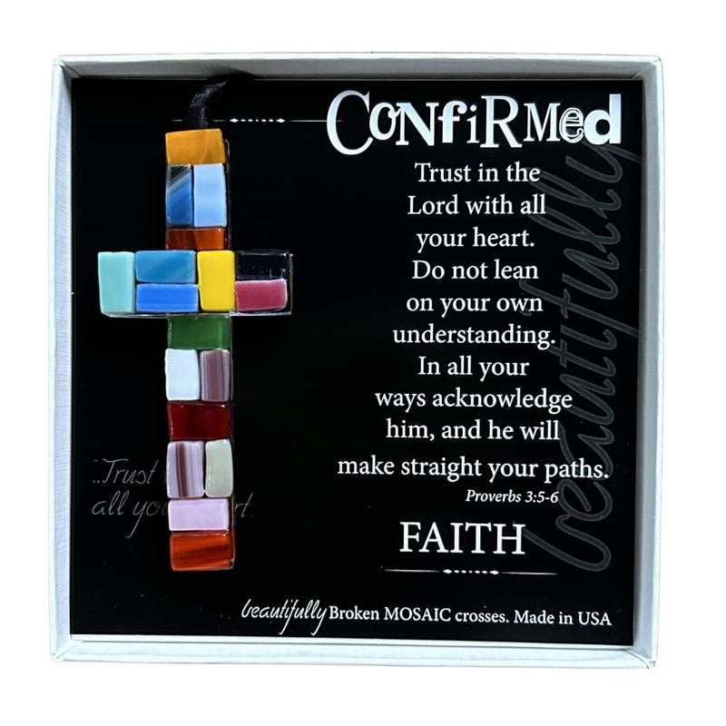 The Grandparent Gift Handmade Mosaic Confirmation Cross for Girls or Boys
