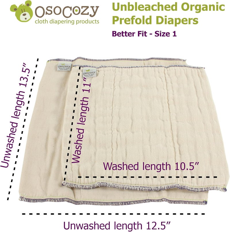 OsoCozy Organic Cotton Prefold Cloth Diapers (6pk) - Super-Soft, Thick, Absorbent, Durable and Ecologically Friendlier. - Image 5