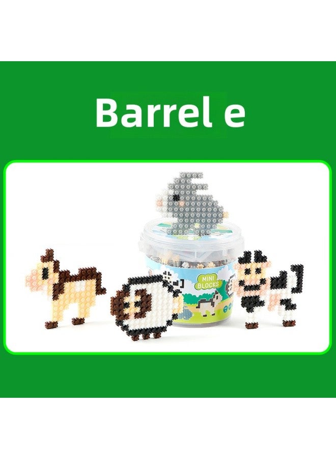 Children's Educational Small Particle Building Blocks Handmade DIY10mm Barrel Flat Miniature Building Blocks Assembling Toys Suit-Color:Barrel E - Image 1