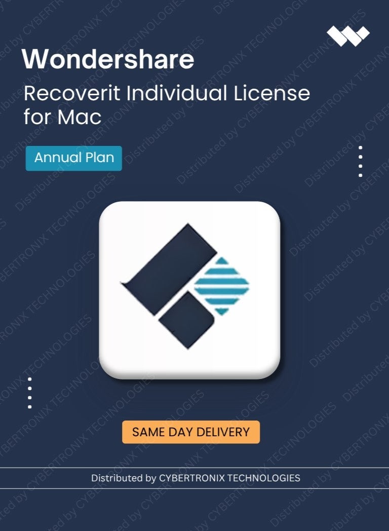 Wondershare Recoverit Individual License for Mac | Annual Plan | Digital License | Same Day Delivery