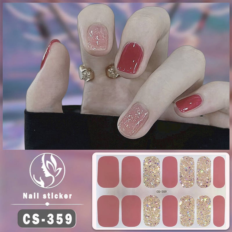 Bake-Free Gel Manicure Stickers Nail Polish Film Waterproof Nail Stickers Pure Color Onion Pink Jump Color Gradient Color Full Stickers - Image 5