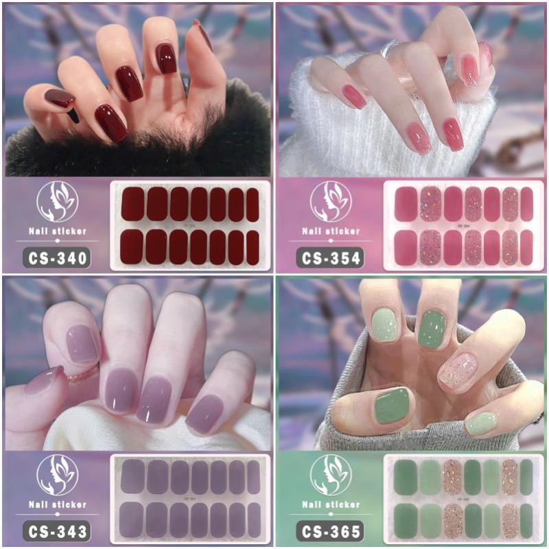 Bake-Free Gel Manicure Stickers Nail Polish Film Waterproof Nail Stickers Pure Color Onion Pink Jump Color Gradient Color Full Stickers - Image 2