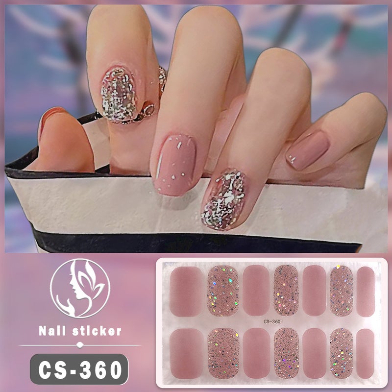 Bake-Free Gel Manicure Stickers Nail Polish Film Waterproof Nail Stickers Pure Color Onion Pink Jump Color Gradient Color Full Stickers - Image 4