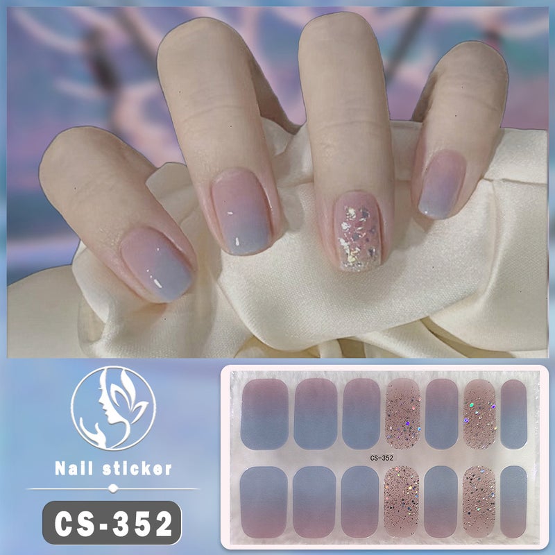 Bake-Free Gel Manicure Stickers Nail Polish Film Waterproof Nail Stickers Pure Color Onion Pink Jump Color Gradient Color Full Stickers - Image 1