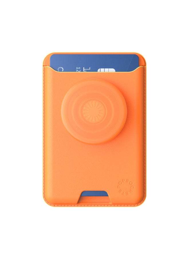 POPSOCKETS Leather MagSafe PopWallet+ | Leather Wallet Card Holder+ Grip+ Stand, Holds 3pcs of cards, Strong Magnet, for iPhone 15/14/13/12 Incl. Adapter Ring for non-MagSafe Phones & Cases - Canteloupe  - Image 3
