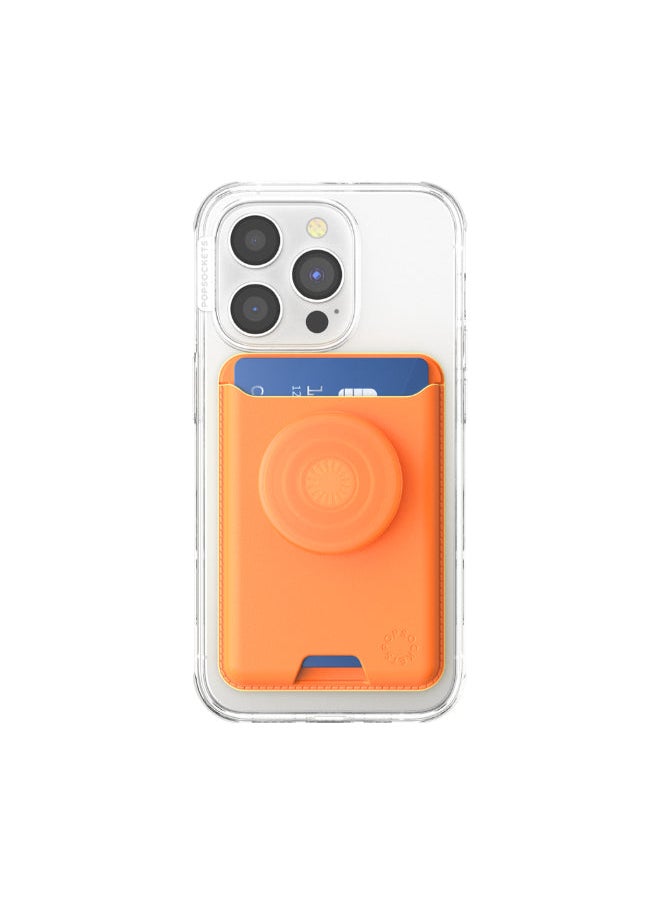 POPSOCKETS Leather MagSafe PopWallet+ | Leather Wallet Card Holder+ Grip+ Stand, Holds 3pcs of cards, Strong Magnet, for iPhone 15/14/13/12 Incl. Adapter Ring for non-MagSafe Phones & Cases - Canteloupe  - Image 5