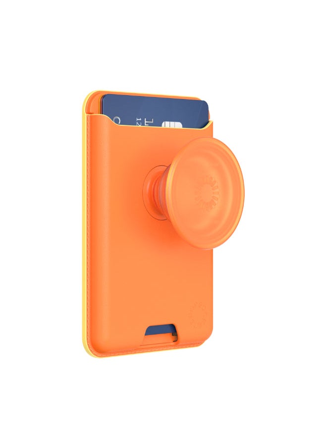 POPSOCKETS Leather MagSafe PopWallet+ | Leather Wallet Card Holder+ Grip+ Stand, Holds 3pcs of cards, Strong Magnet, for iPhone 15/14/13/12 Incl. Adapter Ring for non-MagSafe Phones & Cases - Canteloupe  - Image 4