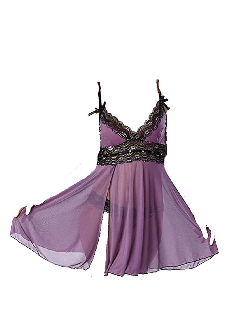 Generic Women Plus Size Lace Chemise V Neck Nightwear Babydoll Teddy Lingerie Dress.  - Image 3