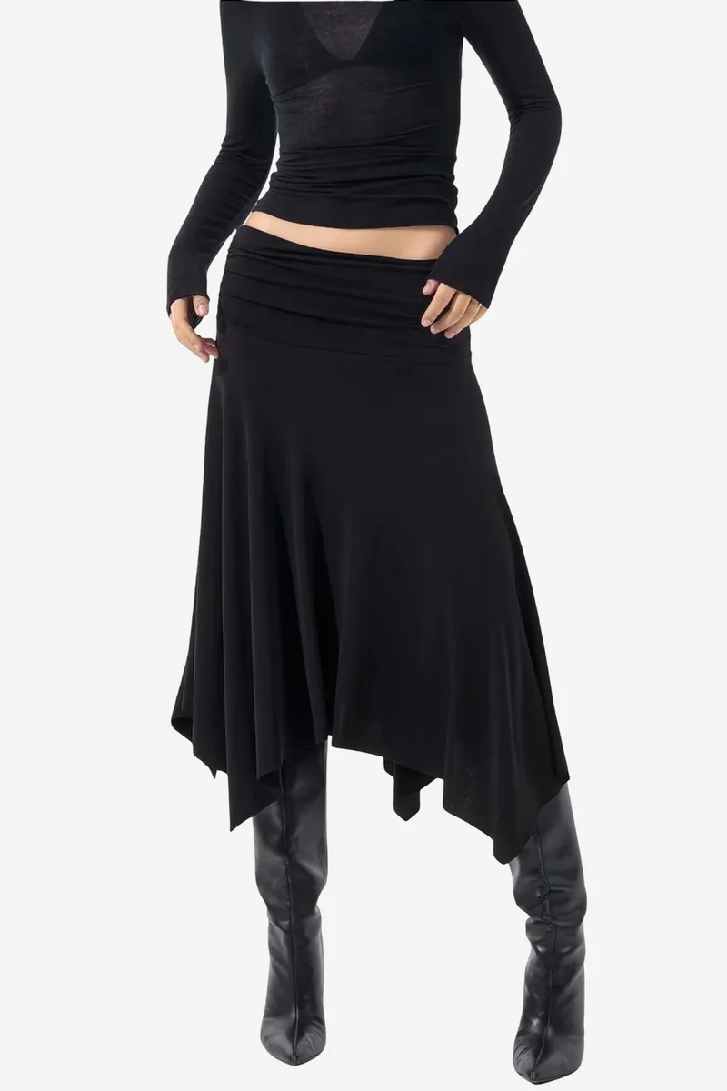 بوسيم BUSEM High Waist Maxi Skirt with Drape Detail