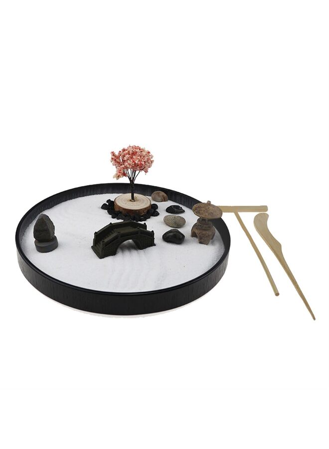 Japanese Zen Sand Garden for Desk with Rake, Stand, Rocks and Mini Furnishing Articles - Office Table Accessories, Mini Zen Sand Garden Kit - Meditation Gifts - Image 1