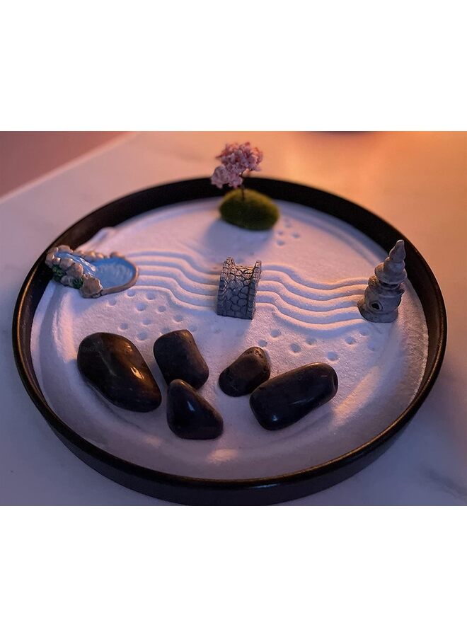 Japanese Zen Sand Garden for Desk with Rake, Stand, Rocks and Mini Furnishing Articles - Office Table Accessories, Mini Zen Sand Garden Kit - Meditation Gifts - Image 4