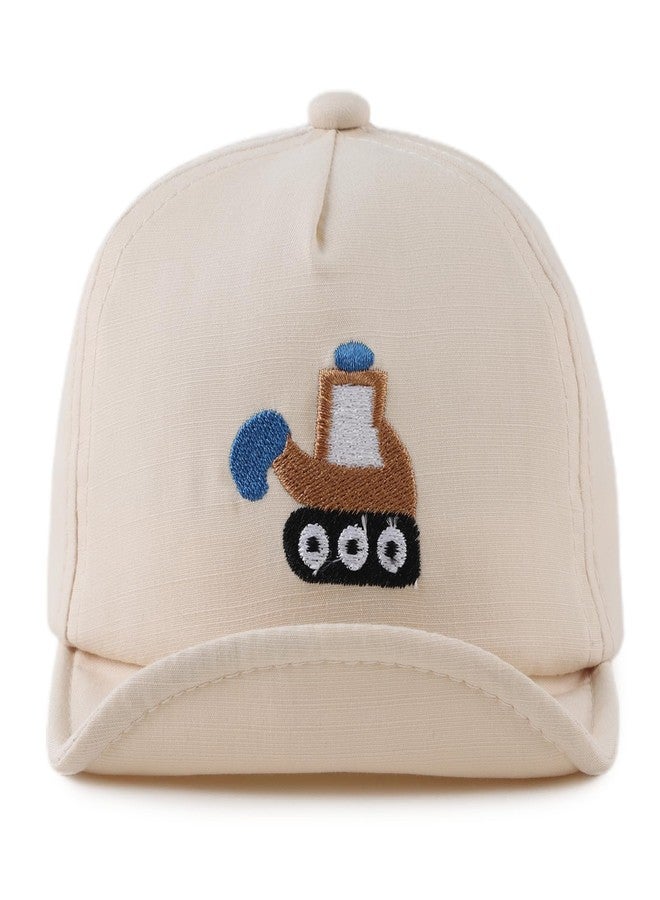 Zsedrut Baby Boy Baseball Cap Infant Cotton Adjustable Hats Girls Sun Hat Spring Summer (3-24M, Excavator-Beige) - Image 2