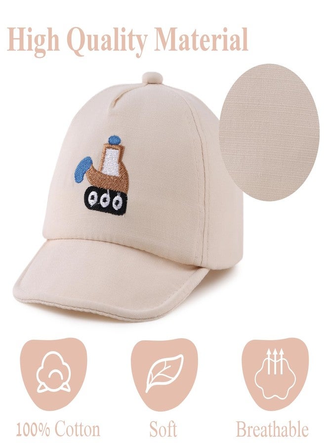 Zsedrut Baby Boy Baseball Cap Infant Cotton Adjustable Hats Girls Sun Hat Spring Summer (3-24M, Excavator-Beige) - Image 3