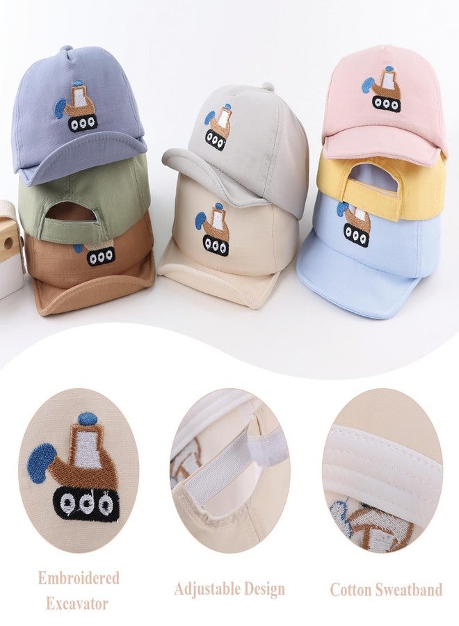 Zsedrut Baby Boy Baseball Cap Infant Cotton Adjustable Hats Girls Sun Hat Spring Summer (3-24M, Excavator-Beige) - Image 4