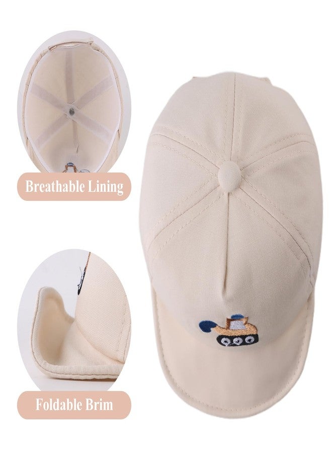 Zsedrut Baby Boy Baseball Cap Infant Cotton Adjustable Hats Girls Sun Hat Spring Summer (3-24M, Excavator-Beige) - Image 5