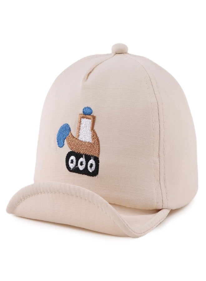 Zsedrut Baby Boy Baseball Cap Infant Cotton Adjustable Hats Girls Sun Hat Spring Summer (3-24M, Excavator-Beige) - Image 1