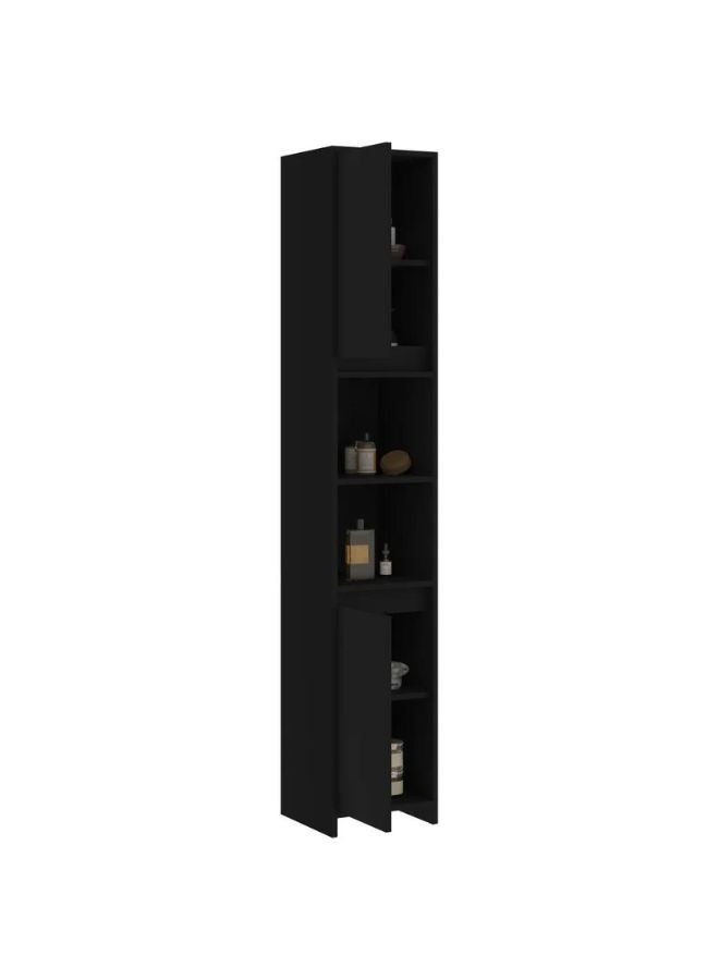 vidaxl Bathroom Cabinet Black 30x30x183.5 cm Engineered Wood  - Image 2