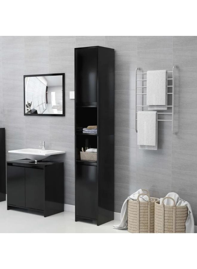 vidaxl Bathroom Cabinet Black 30x30x183.5 cm Engineered Wood  - Image 1