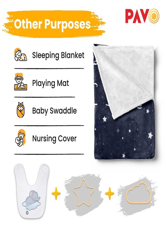 Pavo Baby Monthly Milestone Blanket for Boy Girl - Sleeping Elephant Twinkle Little Star - Elephant Baby Stuff - Premium Shower Gifts for Newborn Essential - 60"x40" - Image 4