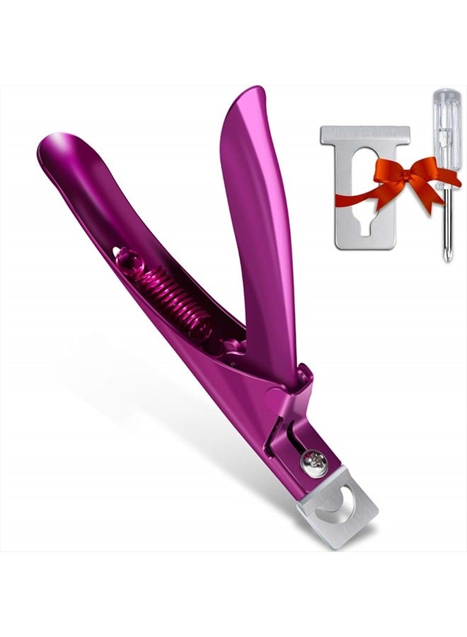 BELLEBOOST Nail Tip Clipper Edge Cutter Adjustable Stainless Steel False Artificial Acrylic Fake Trimmer Manicure Pedicure Sharp Rustproof Blade Clip Tool for Salon Home Art,Beauty Design DIY Use Rose Red - Image 1