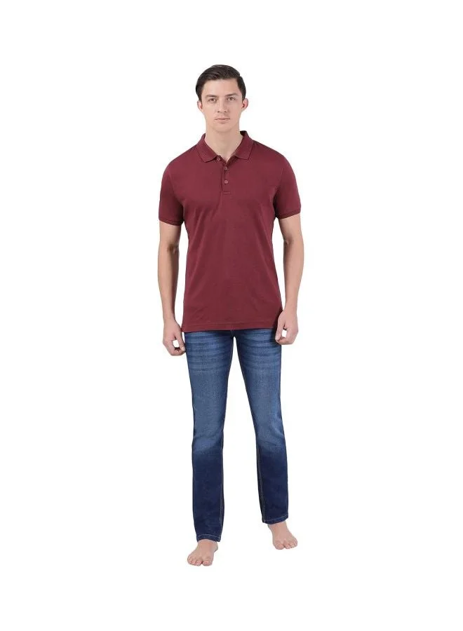 Jockey BURGUNDY 3912 Men Super Combed Cotton Rich Solid Half Sleeve Polo T Shirt for Men | Best Price UAE