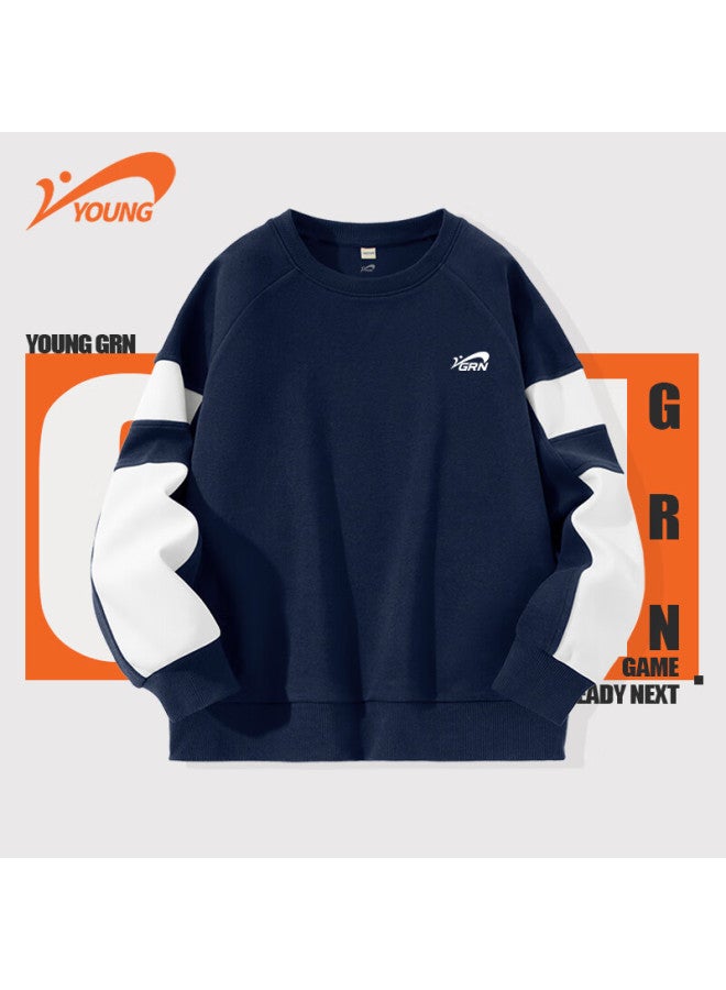 Noble bird Guirenniao Boys' Sweatshirt Crew Neck New Children's Spring And Autumn Casual Patchwork Top Big Kids Autumn Base Shirt - Image 1