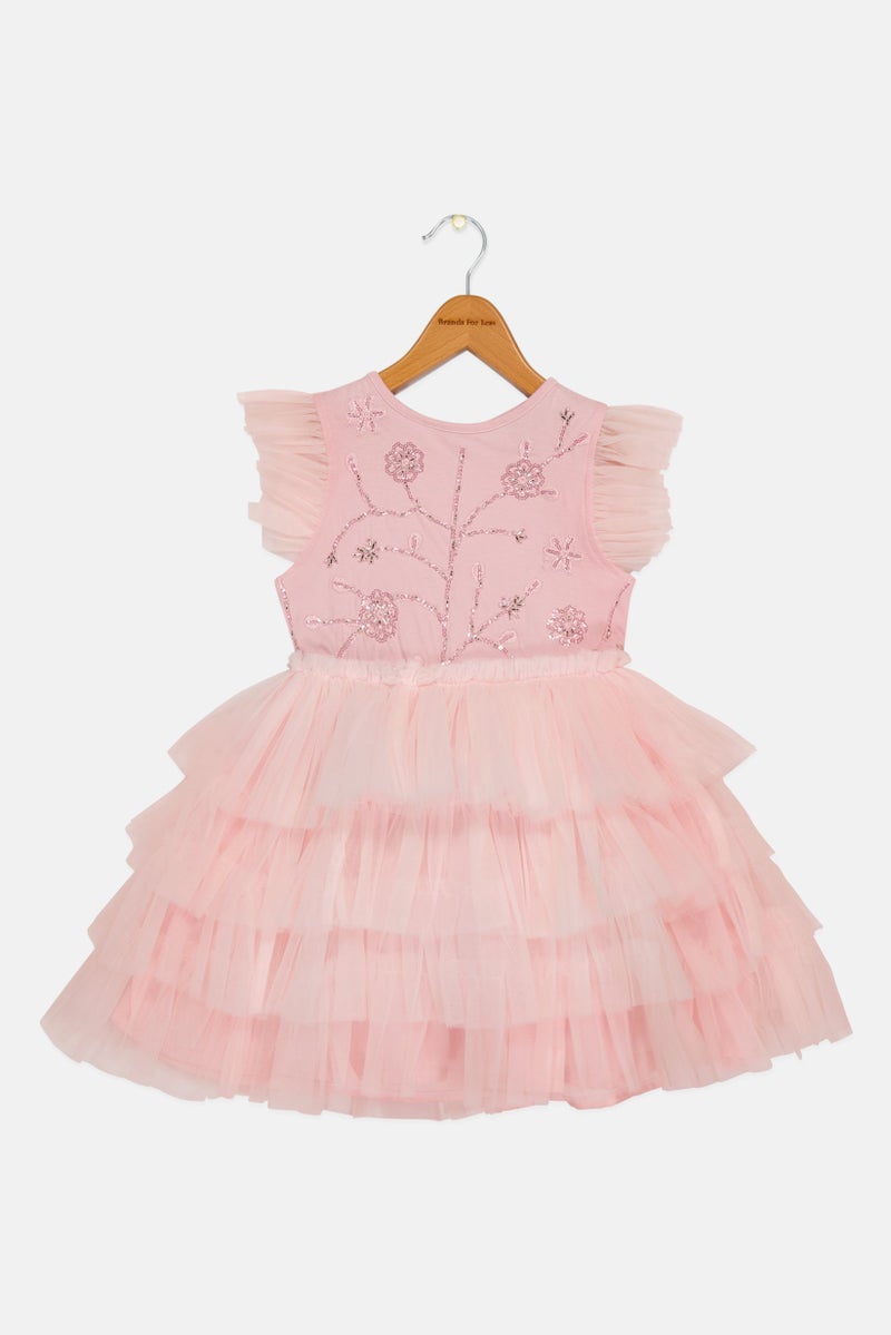 Lunamoon Kids Girl Embellished Dress, Light Pink - Image 2