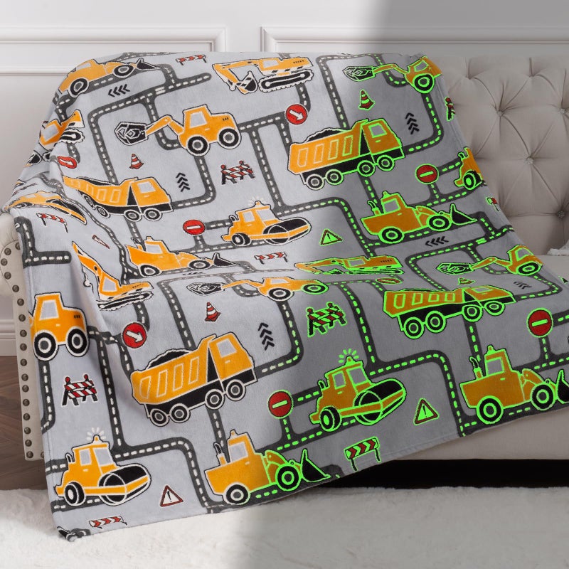 Construction Truck Toys Gifts for Boys  Glow in The Dark Excavator Blanket Birthday Valentines Easter Christmas Decor Presents for Kids Age 114 Years Old Teens Child Toddler Son Soft Throw 50x60