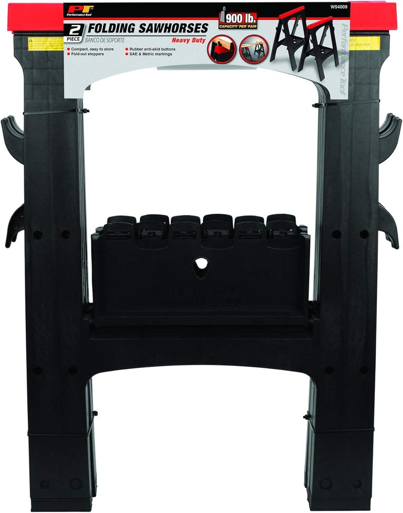 Performance Tool W54009 Heavy Duty Plastic Sawhorse Set (450 lb capacity, 900 lbs Total) - Image 2