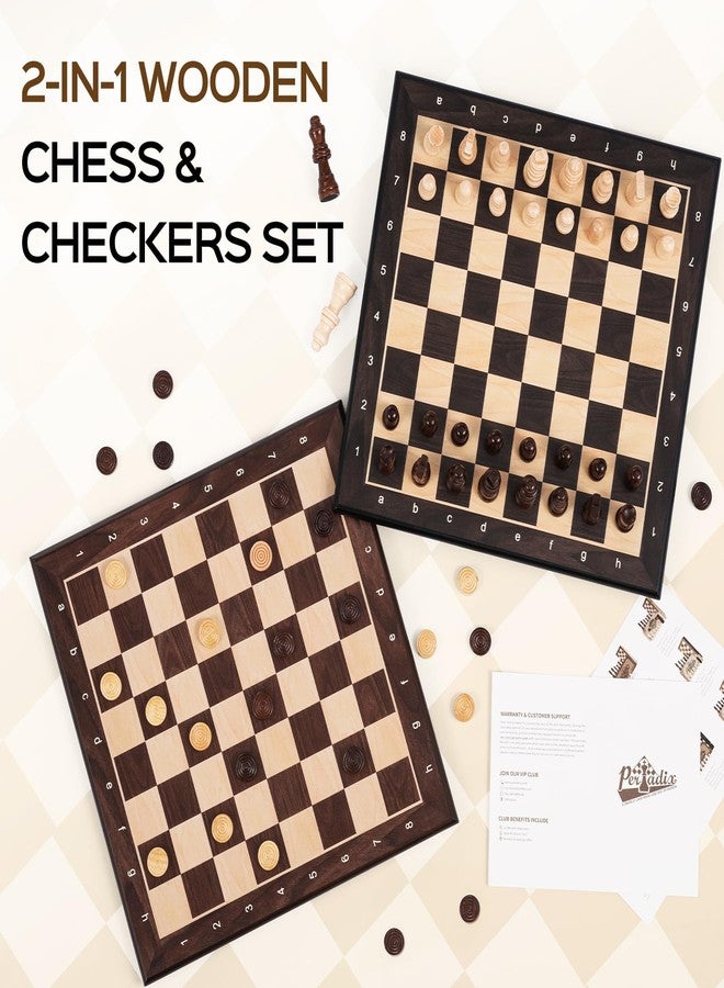 Peradix Wooden Chess Set for Kids Magnetic 12'' Checkers Chess Board Game Set 2 in 1 with Drawer, Unique Chess Pieces with 2 Extra Queens, Family Board Games Educational Sets - Image 4