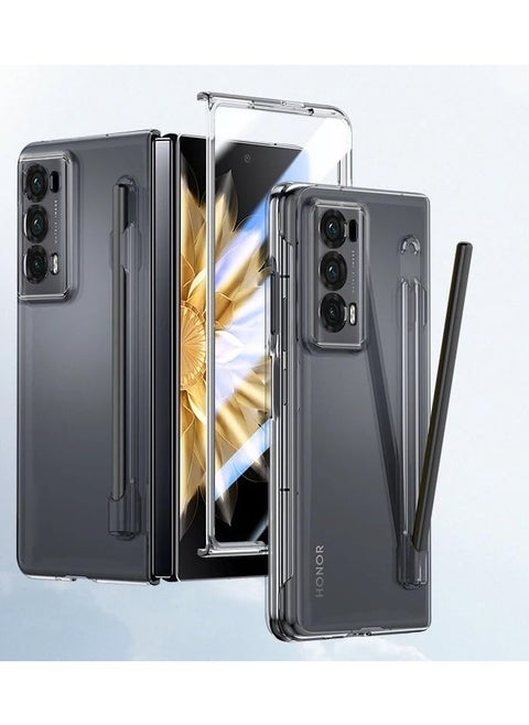 Honor Magic V2 2023 Case with Stylus Pen,Pen Holder Cover Anti-Scratches Ultra Thin Case with Built-in Screen Protector for Honor Magic V2