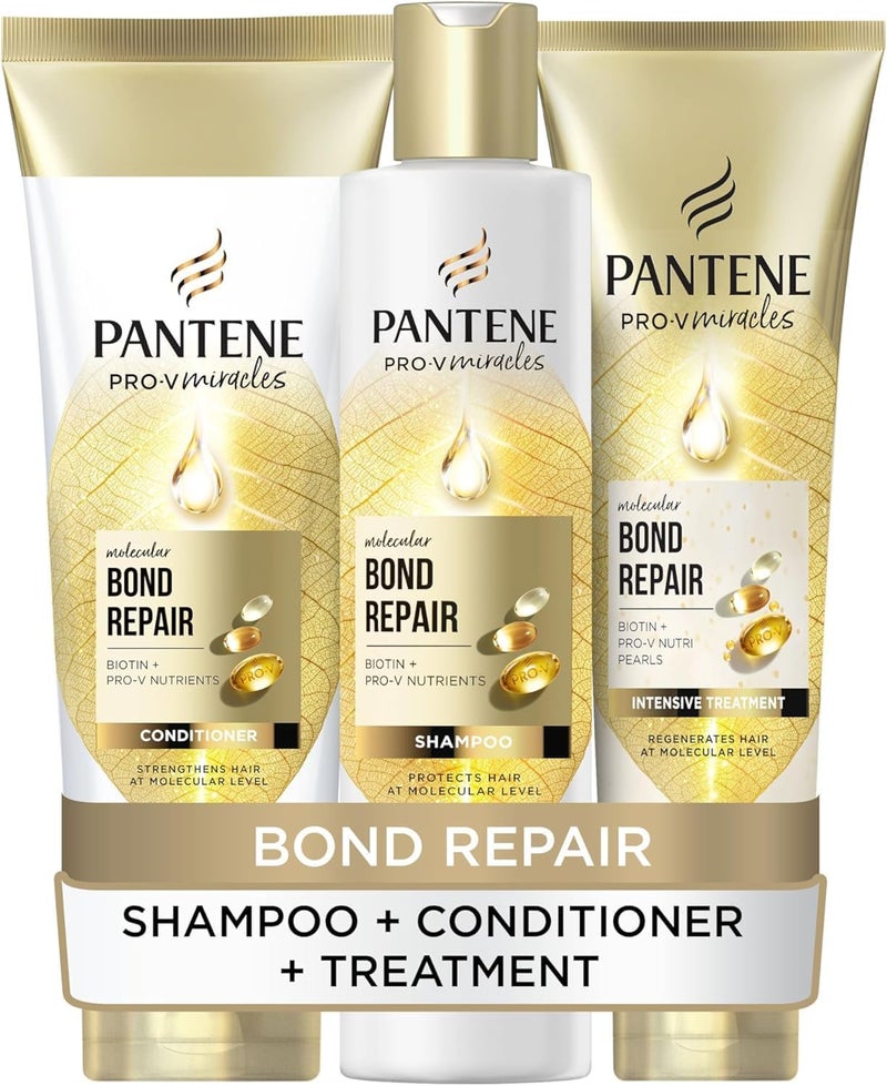 Pantene Molecular Bond Repair Shampoo Conditioner Deep Conditioning Hair Treatment with Biotin For Extremely Dry Damaged Hair Hair is Visibly Healthier Strengthened Repaired