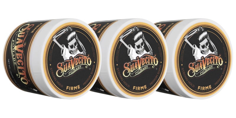 Suavecito Pomade Firme (Strong) Hold 4 oz, 3 Pack - Strong Hold Hair Pomade For Men - Medium Shine Water Based Wax Like Flake Free Hair Gel - Easy To Wash Out - All Day Hold For All Hair Styles - Image 1