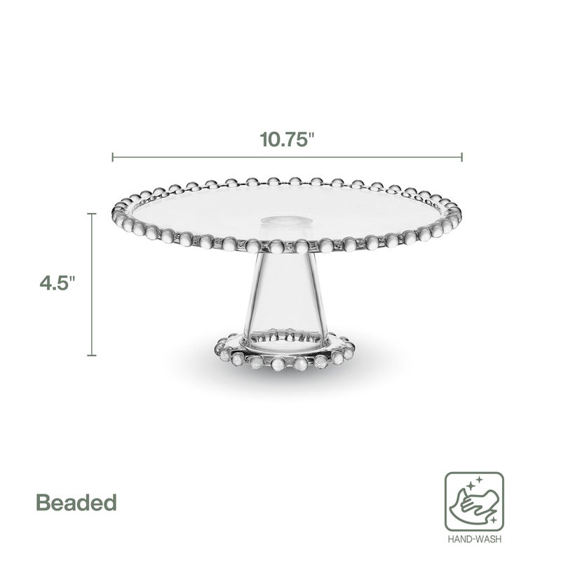 Fitz & Floyd Fitz and Floyd Beaded Glass Footed Cake Stand Serving Platter, 10.75 Inch - Image 2