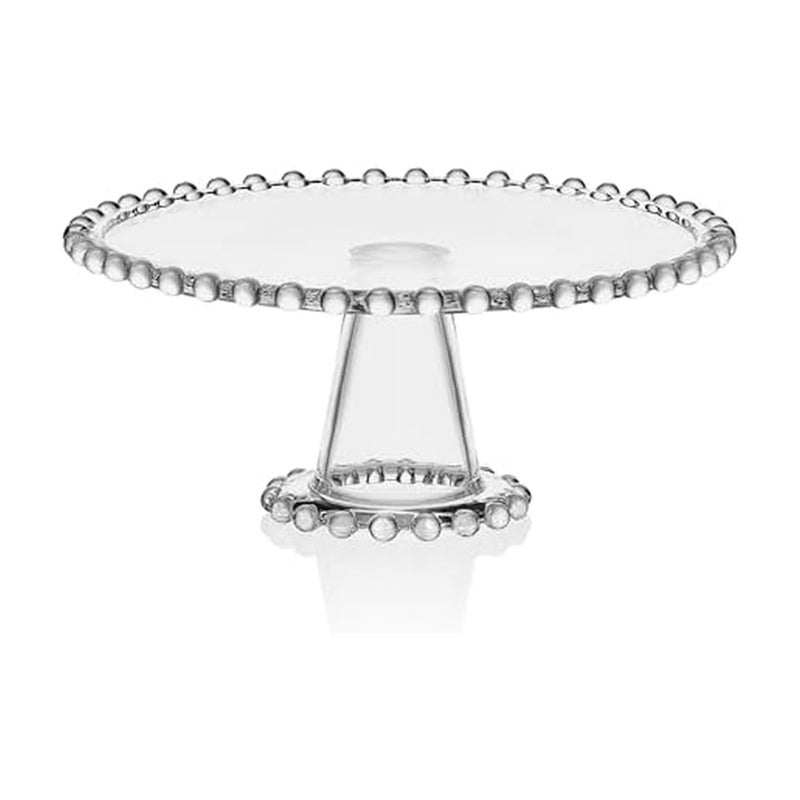 Fitz & Floyd Fitz and Floyd Beaded Glass Footed Cake Stand Serving Platter, 10.75 Inch - Image 1