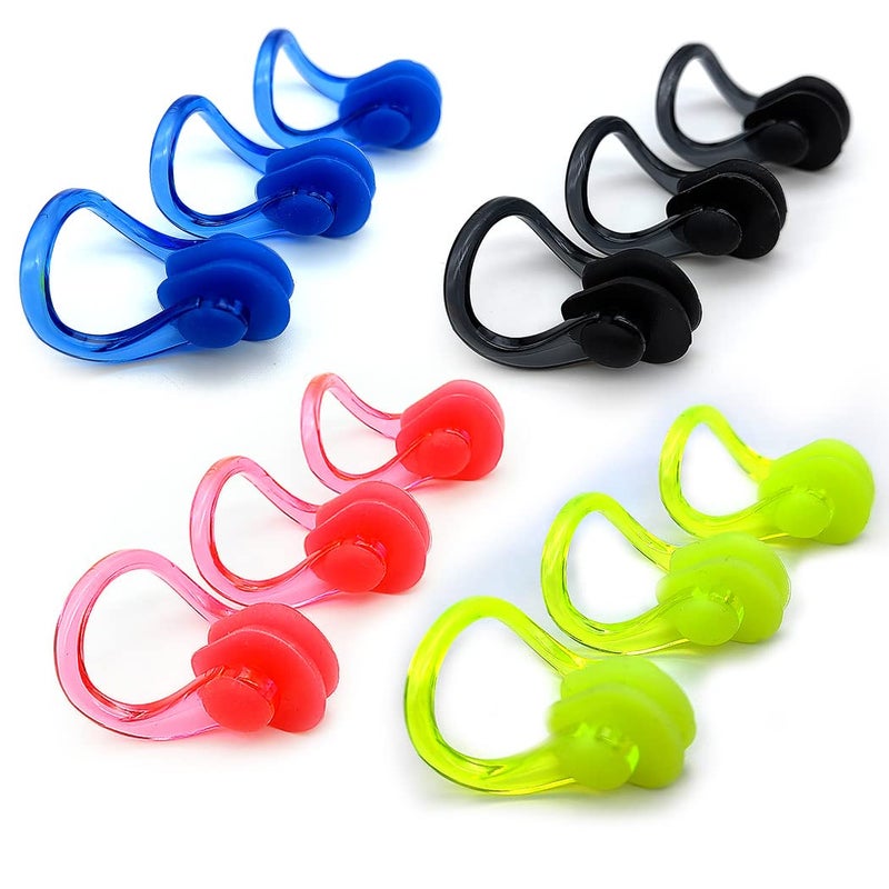 Zooshine 12 PCS Waterproof Swimming Nose Clip Silica Gel Swim Nose Plug for Kids and Adults with Bright Color - Image 1
