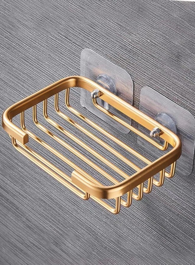 SquarezhenBo Gold Bar Soap Holder for Shower Wall,Stainless Steel Adhesive Soap Dish for Bathroom,Drill Free Soap Holder Storage Rack Soap Dishes Holders and Dispensers Bathroom Accessories - Image 1