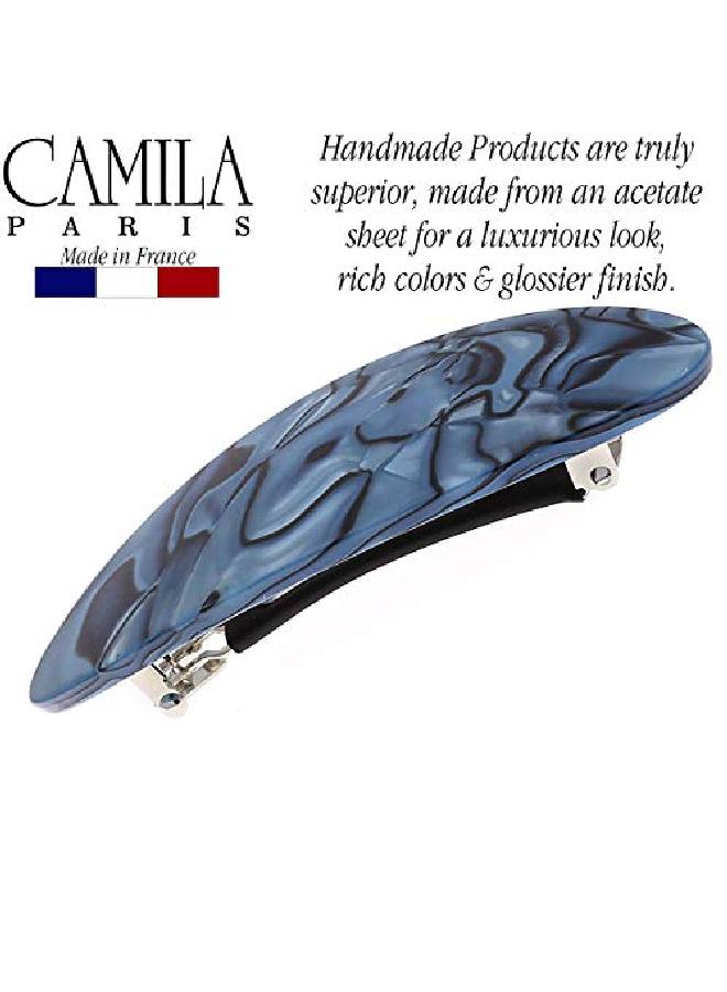 CAMILA Paris Cp2984 French Hair Barrette Clip Handmade Oval Blue Strong Hold Grip Hair Clips For Women No Slip Rubberized Metal Closure Durable Styling Girls Hair Accessories Made In France - Image 3