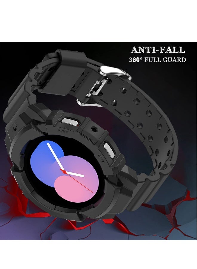 Compatible Samsung Galaxy Watch 4/5 Band with Shockproof Case and Anti-Scratch Protection, TPU Sport Strap (44mm) - Image 1