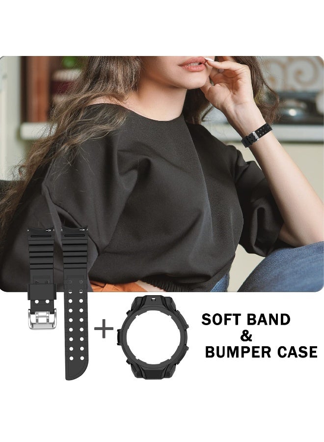 Compatible Samsung Galaxy Watch 4/5 Band with Shockproof Case and Anti-Scratch Protection, TPU Sport Strap (44mm) - Image 2