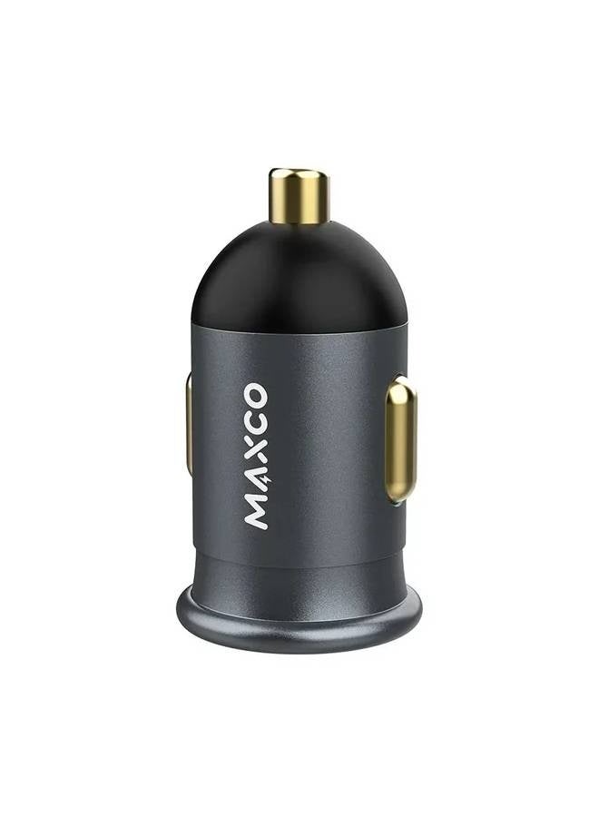 ماكس اند كو شاحن سيارة سريع Maxco MQ06 بقوة 30 واط PD3.0 مع منفذي USB-A و USB-C، أسود - Image 1