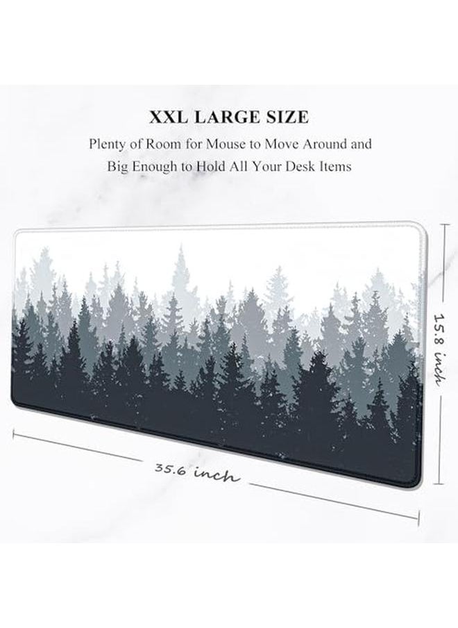 Generic - Large Mouse Pad Full Desk Xxl Extended Gaming Mouse Pad 35" X 15" Waterproof Desk Mat With Stitched Edge Non Slip Laptop Computer Keyboard Mousepad For Office And Home Misty Forest Design - Image 1