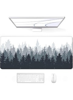 Large Mouse Pad Full Desk Xxl Extended Gaming Mouse Pad 35" X 15" Waterproof Desk Mat With Stitched Edge Non Slip Laptop Computer Keyboard Mousepad For Office And Home Misty Forest Design