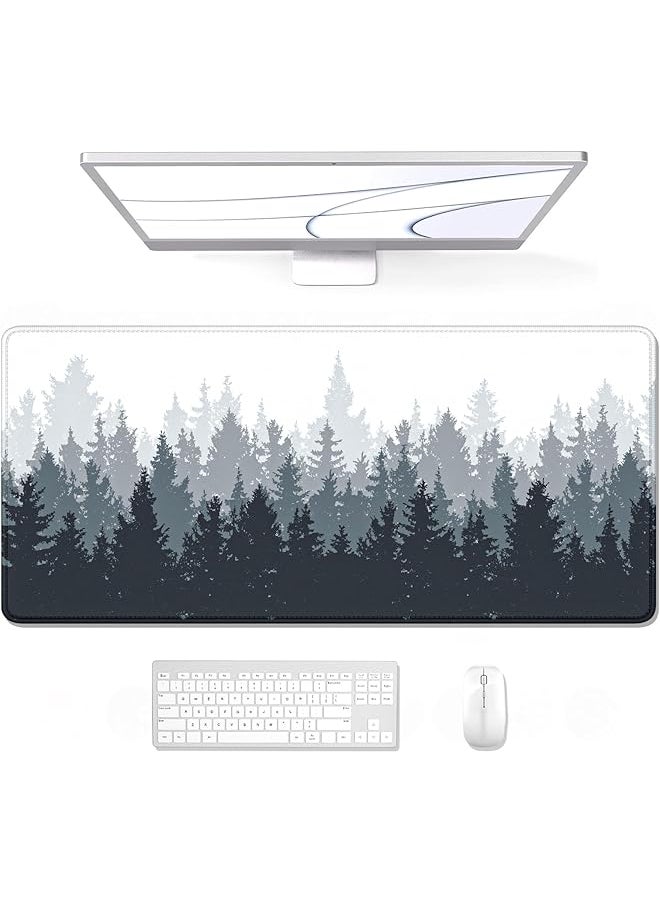 Generic - Large Mouse Pad Full Desk Xxl Extended Gaming Mouse Pad 35" X 15" Waterproof Desk Mat With Stitched Edge Non Slip Laptop Computer Keyboard Mousepad For Office And Home Misty Forest Design - Image 1
