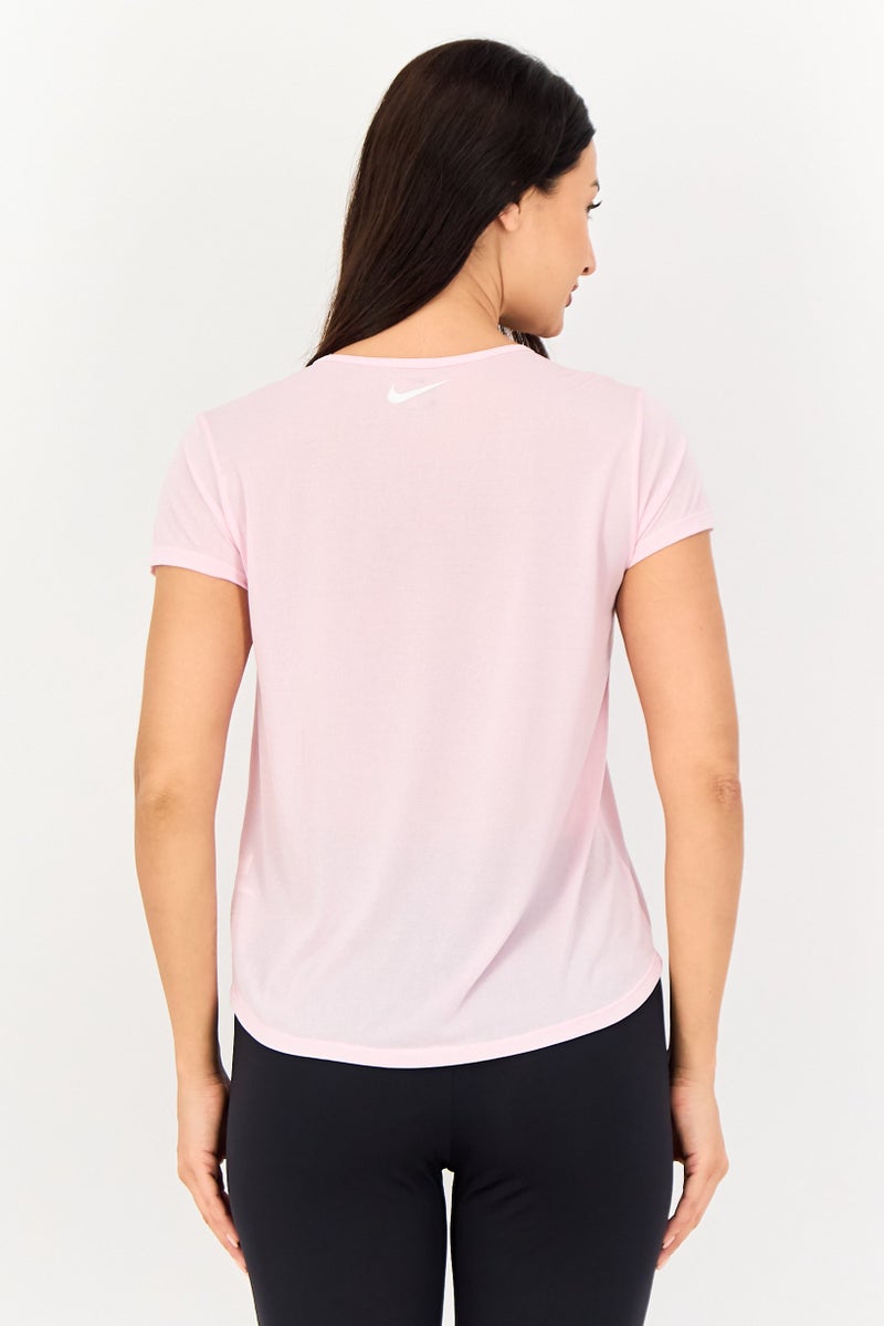 Nike Women Standard Fit Short Sleeve Running T-Shirts, Pink - Image 4
