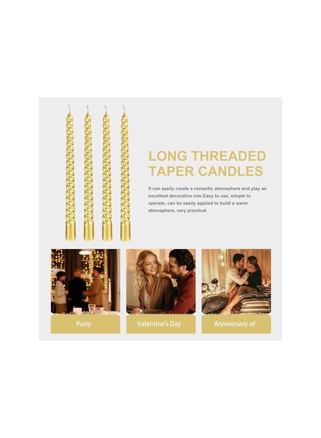 The Bros 10 inch Taper Candles Set of 4 tasteless Unscented smokeless burning Candles suitable for home, wedding, birthday parties and home decoration (Electroplated gold) - Image 5
