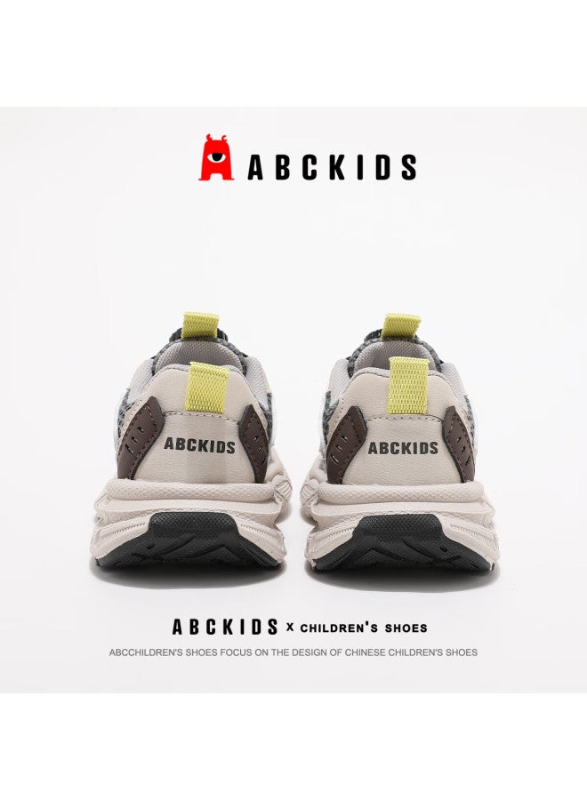 Abc Kids Boys And Girls Autumn Running Shoes, Breathable Mesh Upper, Versatile Sneakers, Rotary Buckle Fashion Casual Shoes, Beige Brown, Size 33 - Image 5