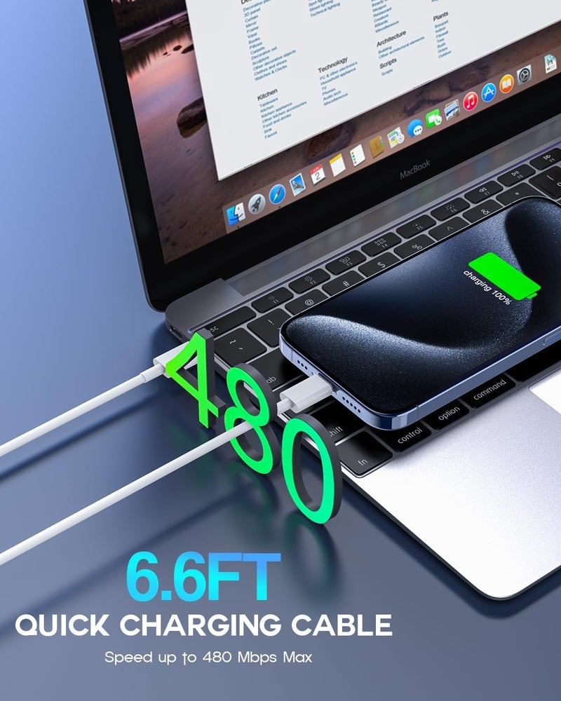 DreemTeam USB C to USB C, 240W USB C Cable, 6.6ft C to C Cable Fast Charging for Macbook Pro/Macbook Air, iPad Pro 12.9-inch, iPhone 15/Pro Max/Pro/Plus, Samsung Galaxy S23,Compatible 140W/100W /65W/45W/35W/20W - Image 5
